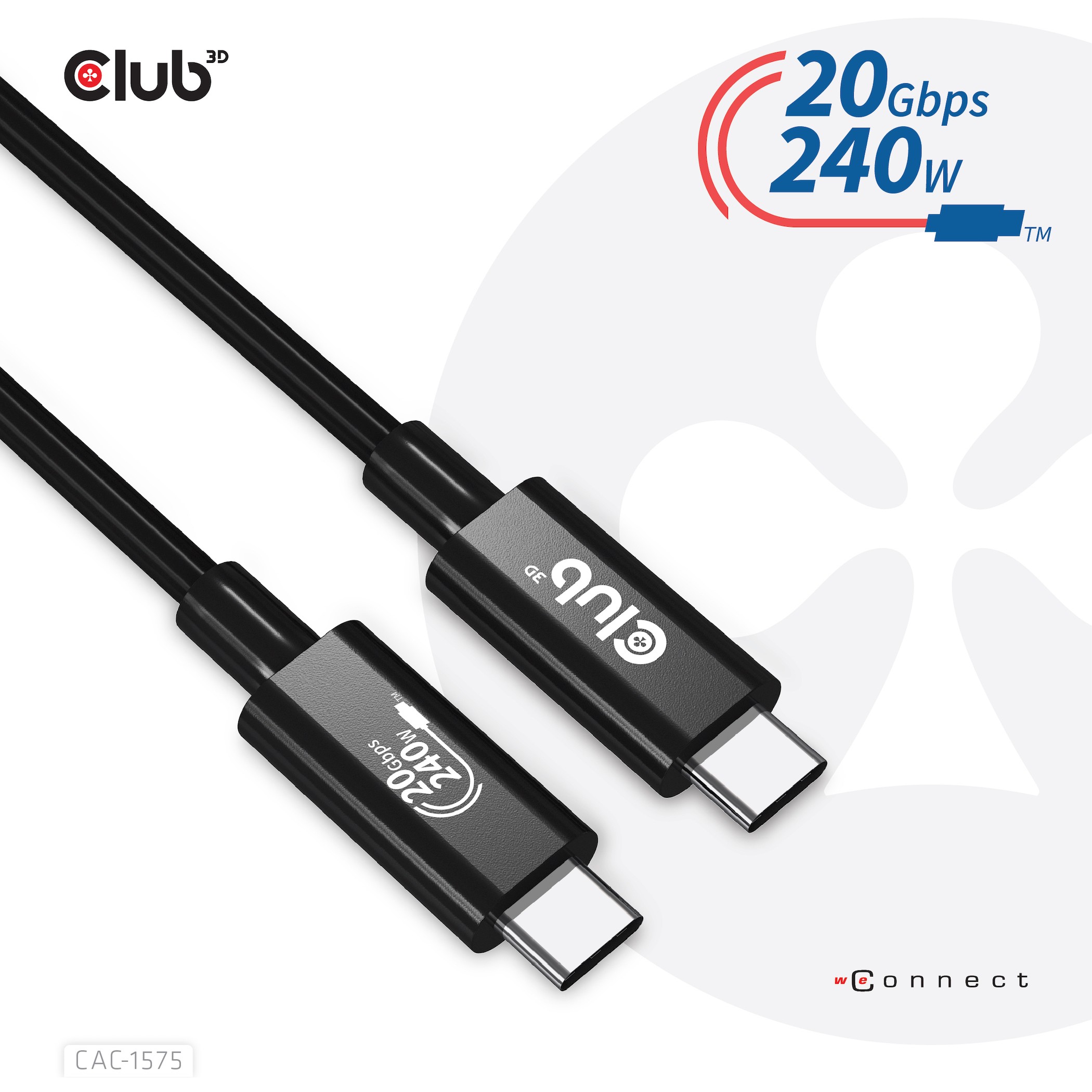Kabel CLUB 3D USB4 Gen2x2 Type-C Bi-Directional 4K60Hz, Data 20Gbps, PD 240W (M/M) 2m-8