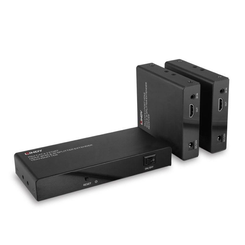 Lindy 70m Cat.6 2 Port HDMI 4K60 & IR Splitter Extender-1