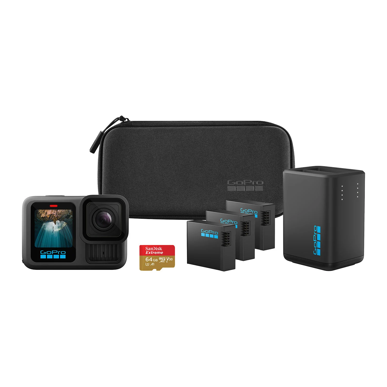 Akcijska kamera GOPRO Hero 13 Black Extended Power Bundle (5.3K60, 27 MP, 3x Enduro baterije, vodootporna do 10 m)-0
