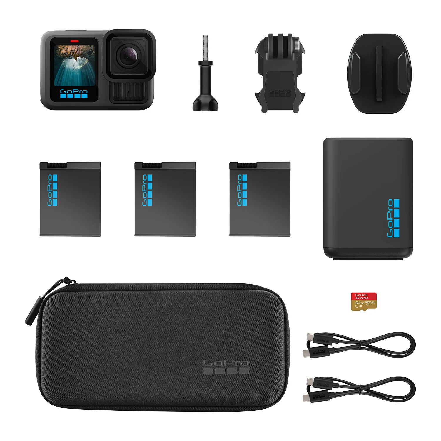 Akcijska kamera GOPRO Hero 13 Black Extended Power Bundle (5.3K60, 27 MP, 3x Enduro baterije, vodootporna do 10 m)-1