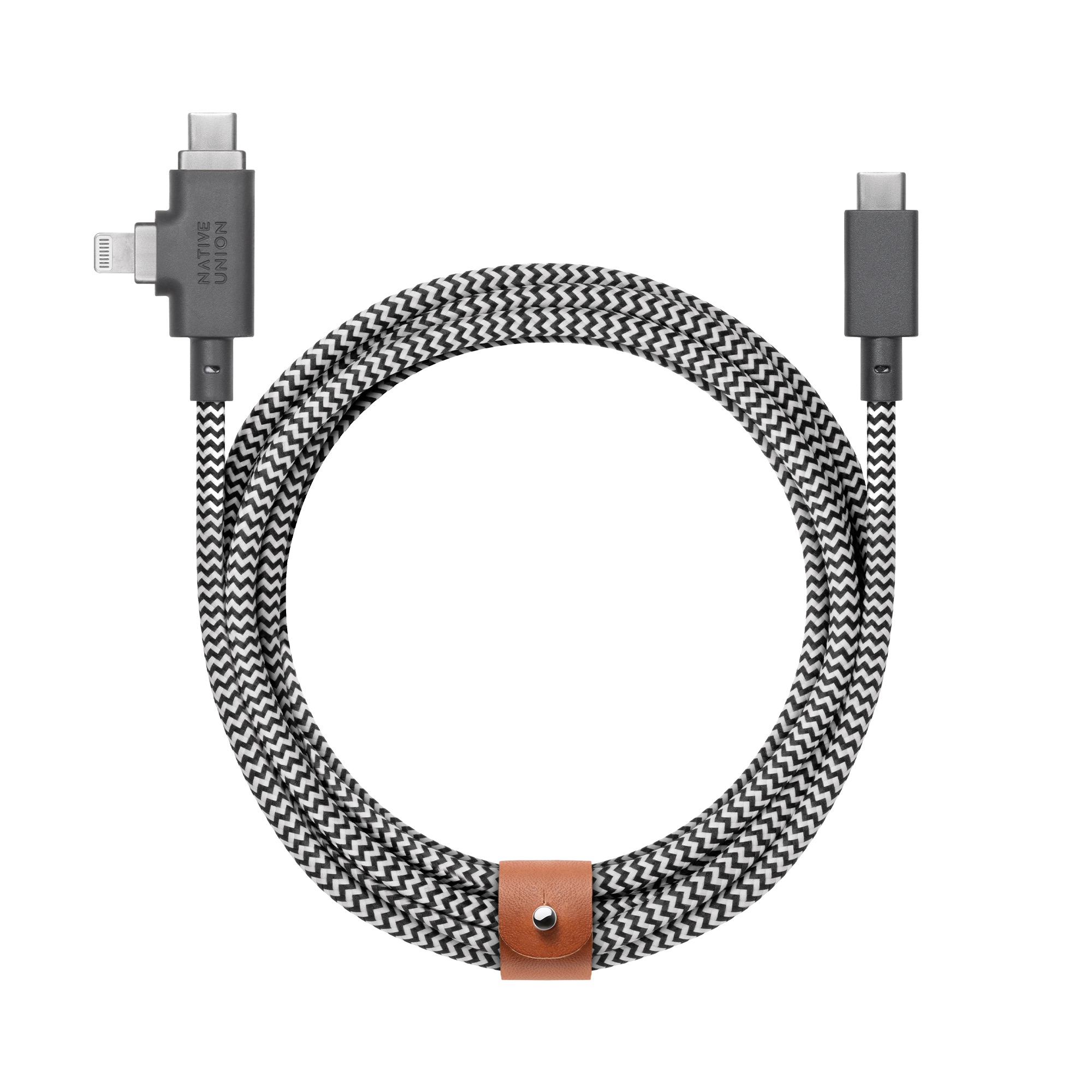 USB-C kabel NATIVE UNION Belt Cable USB-C to USB-C (1.2m, 100W PD, Zebra)