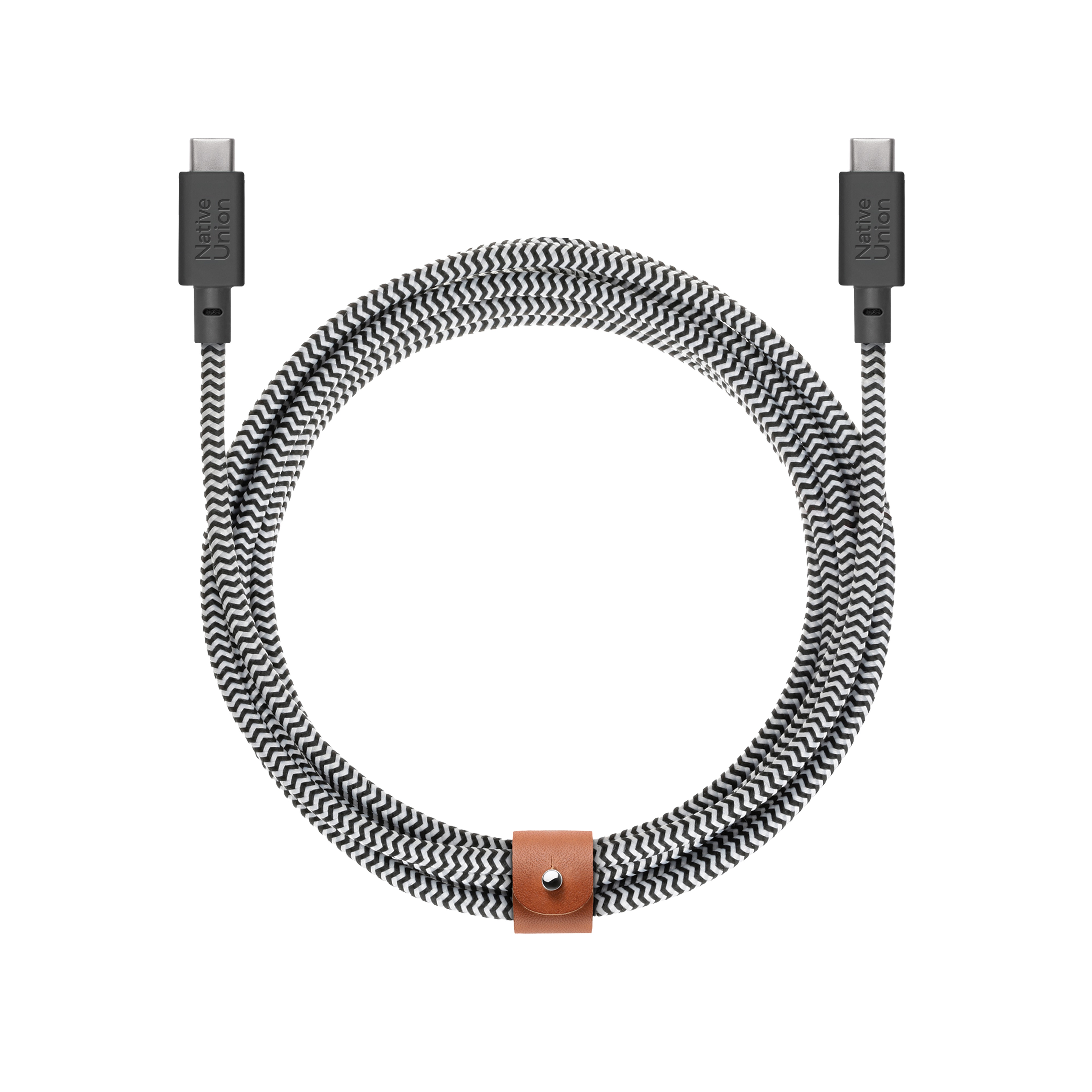 Native Union Belt Cable XL 100W - USB-C to USB-C Cable, 3 m (Zebra)