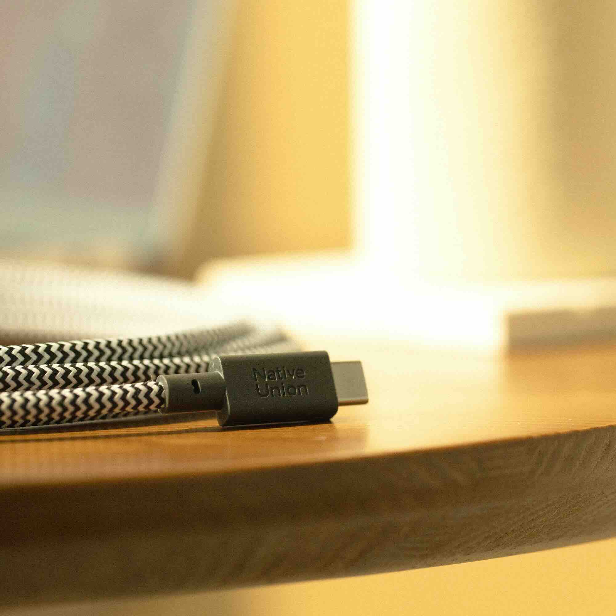 Native Union Belt Cable XL 100W - USB-C to USB-C Cable, 3 m (Zebra)-6