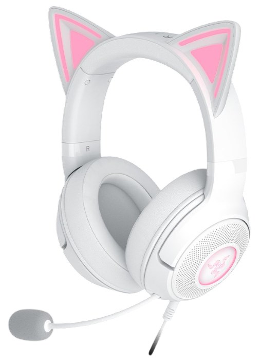 Slušalice RAZER Kraken Kitty V2 (USB, mikrofon, RGB, mačje uši, bijela boja)-0