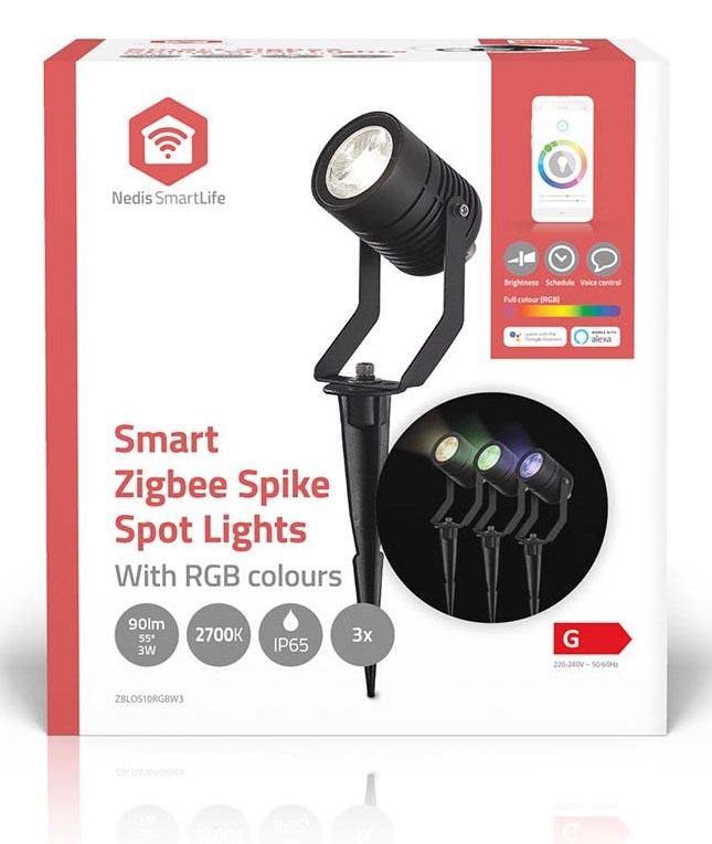 Pametna vanjska rasvjeta NEDIS SmartLife Wi-Fi set 3 reflektora (ZBLOS10RGBW3, 9W, RGB, IP65)-12