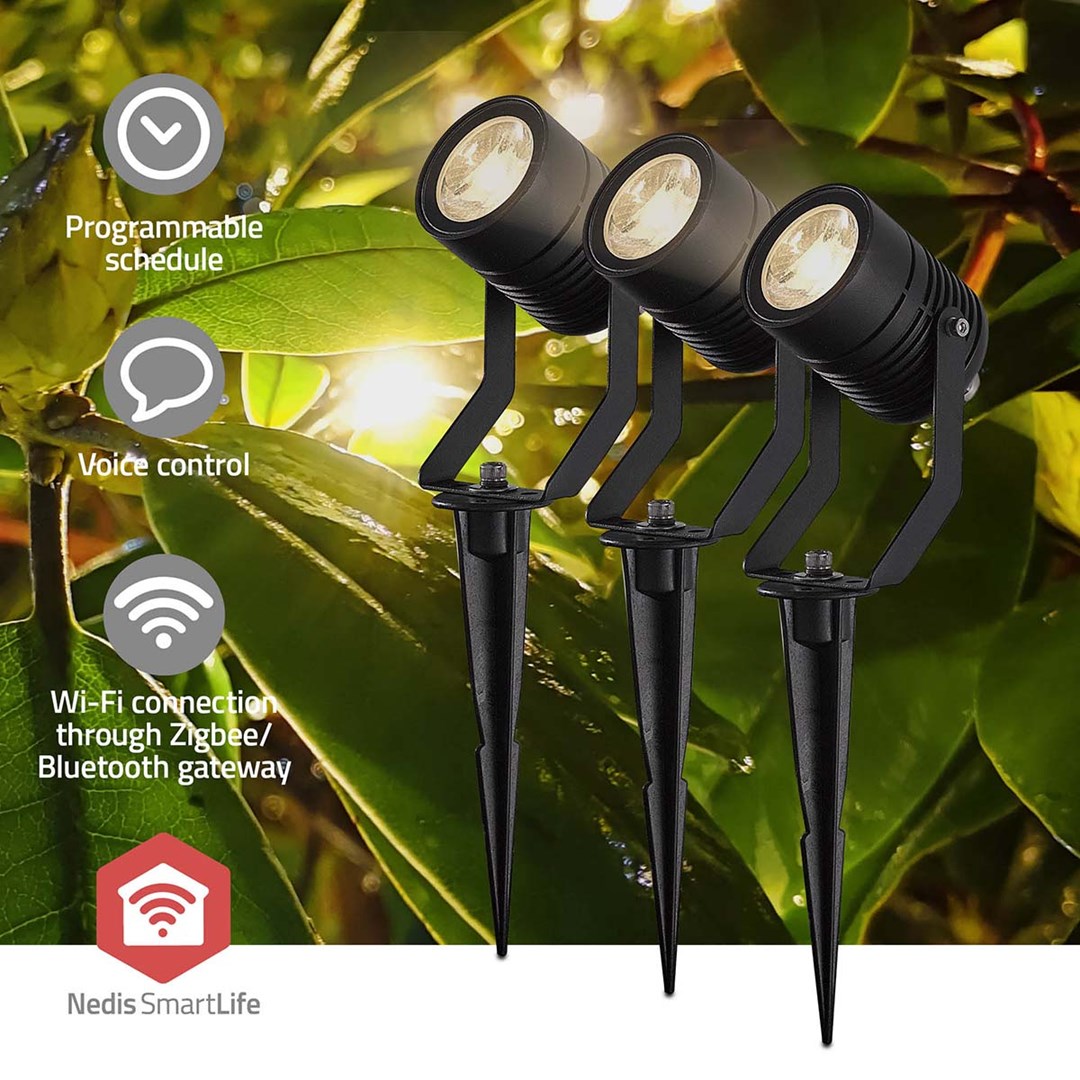 Pametna vanjska rasvjeta NEDIS SmartLife Wi-Fi set 3 reflektora (ZBLOS10RGBW3, 9W, RGB, IP65)-15