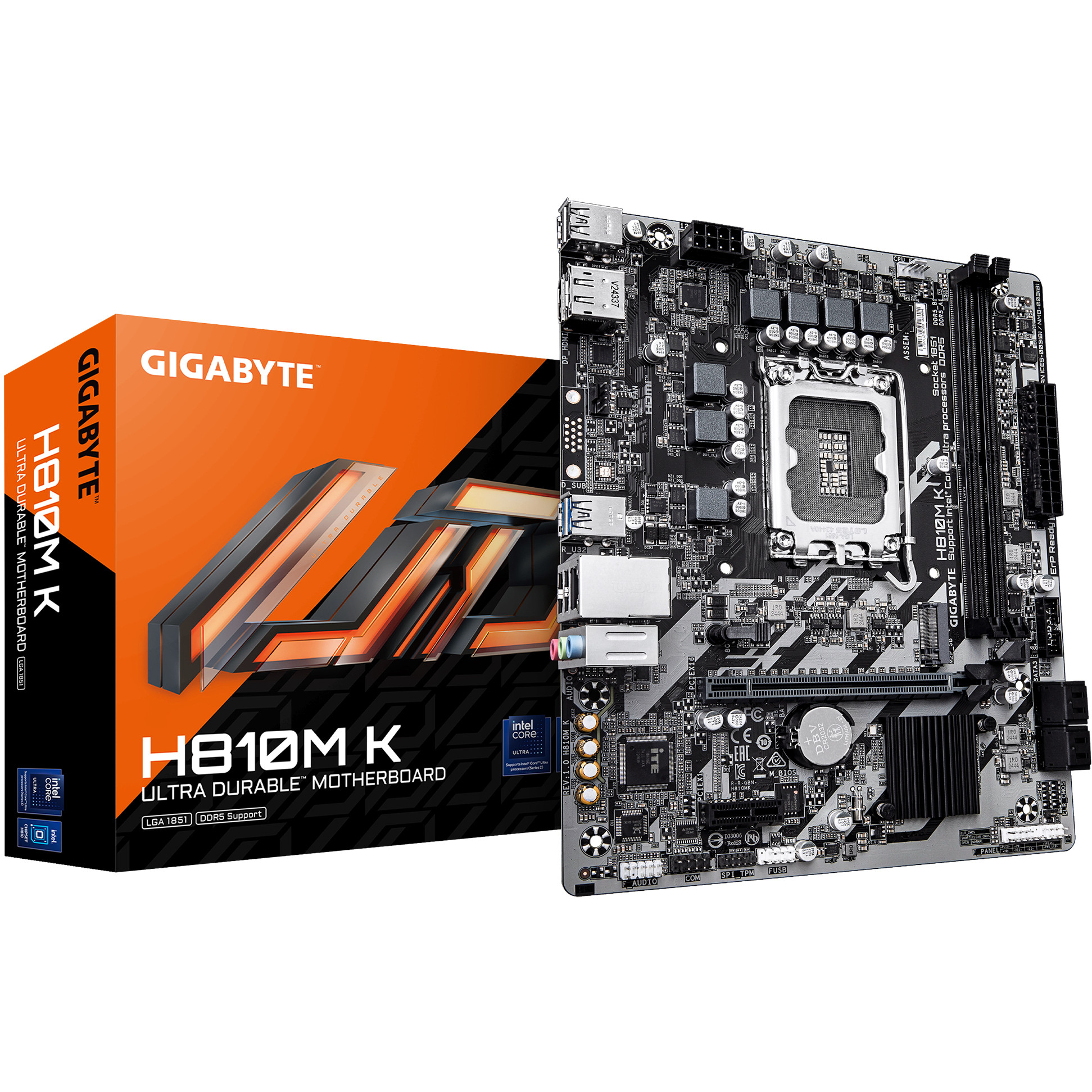 Matična ploča GIGABYTE H810M K - Intel Core Ultra (Series 2) CPUs, 3+1+2 Phases VRM, do 6400MHz DDR5