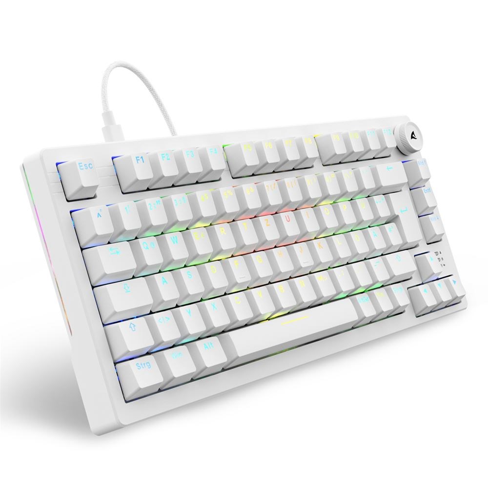 Tipkovnica SHARKOON Skiller SGK25, gaming, Kailh Brown, RGB, DE layout, bijela-0