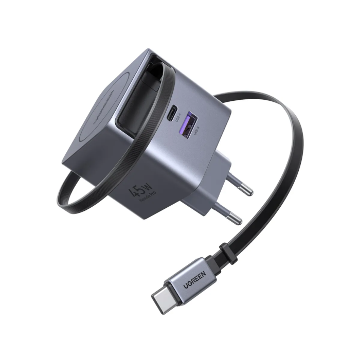 Ugreen Retractable 45W GaN USB-C polnilec-3