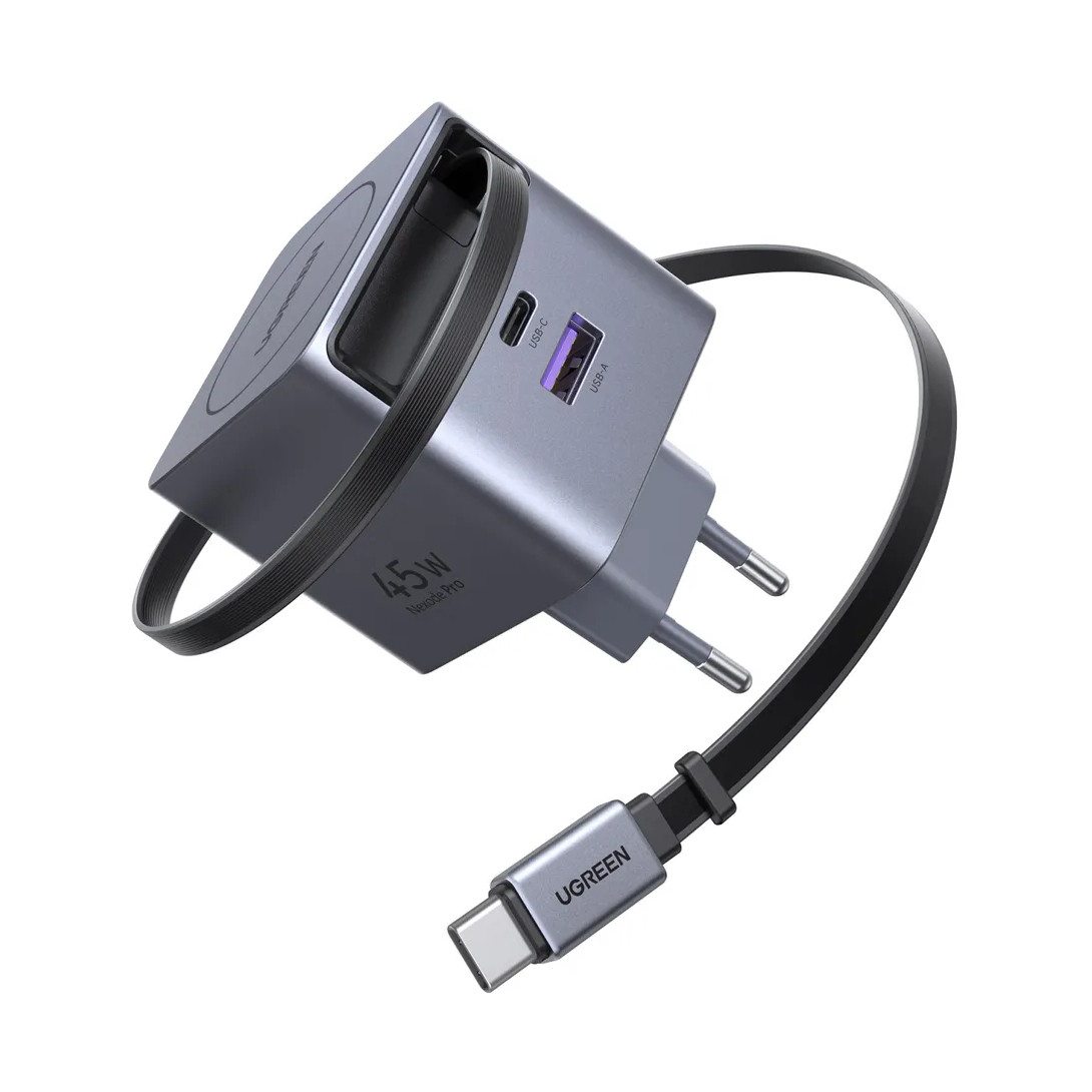 Ugreen Retractable 45W GaN USB-C polnilec-9