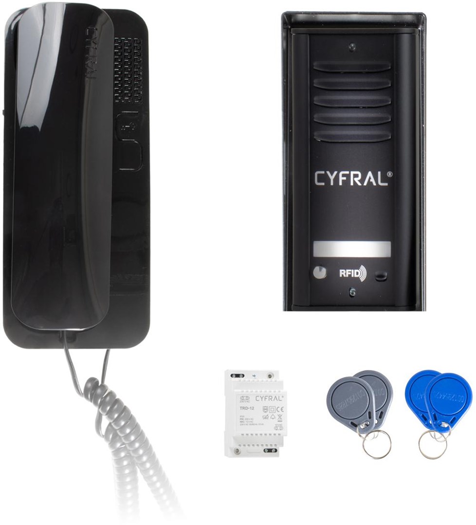 Interkom CYFRAL COSMO 1-Tenant Cassette, crni, unifon crni-0
