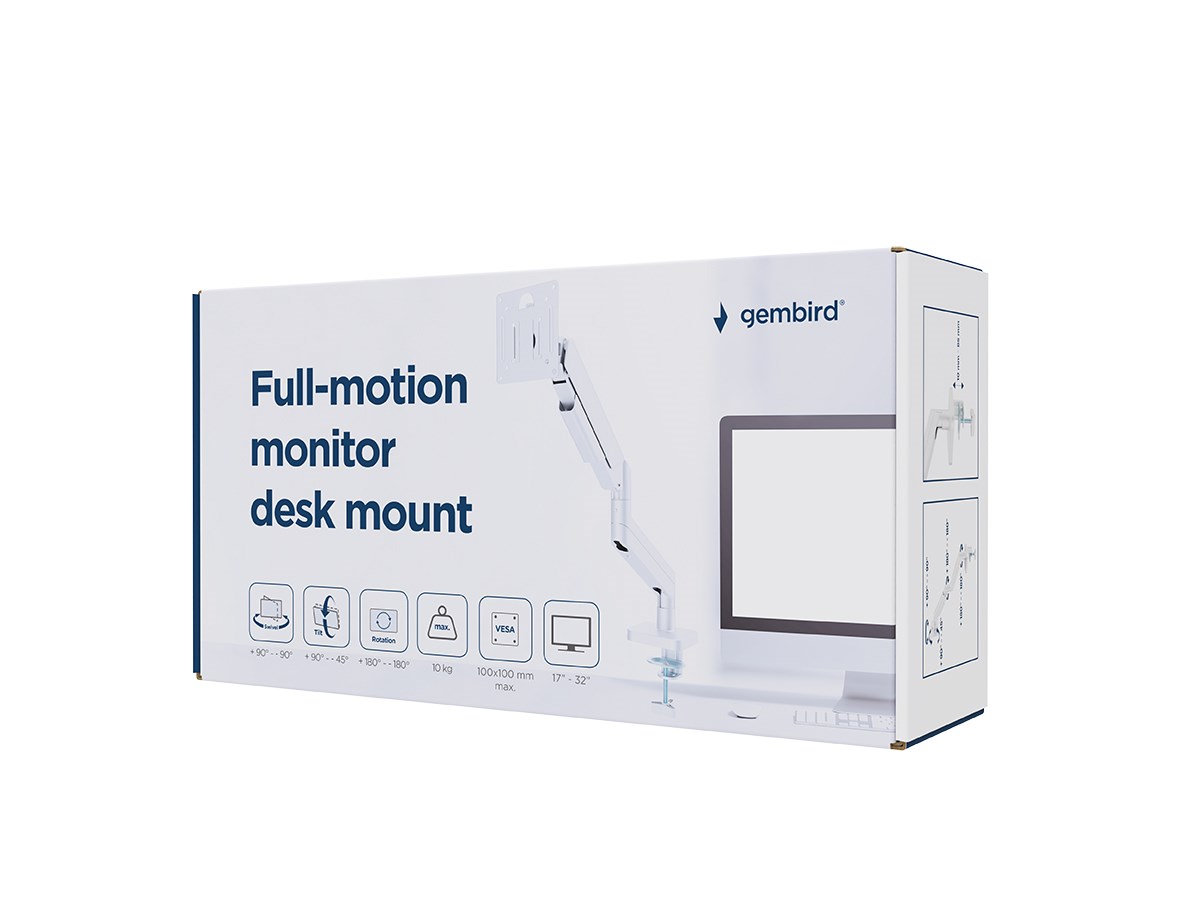 Stalak za monitor GEMBIRD MA-DA1-04 (17''-32'', puni pokret, bijeli)-4