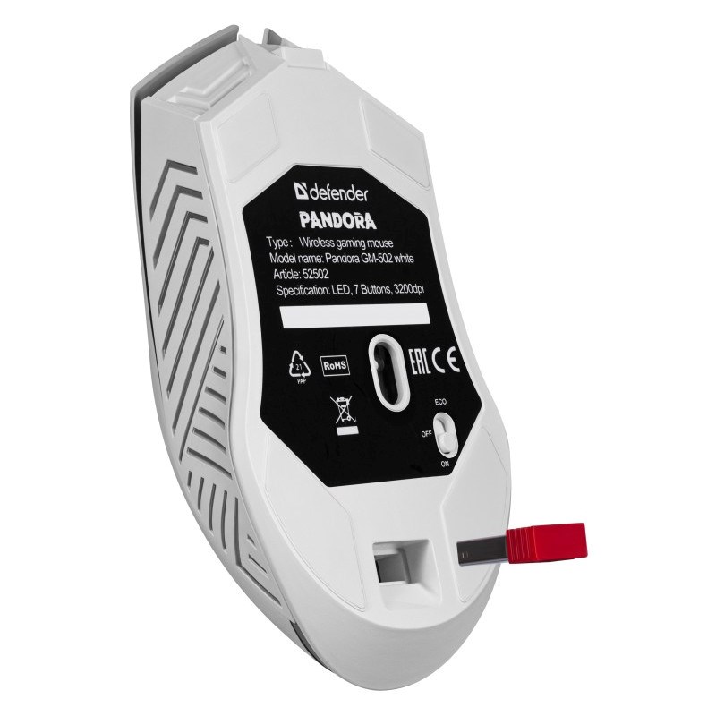 Miš DEFENDER Pandora RF (bežični, bijeli, 3200dpi, 7 tipki)-3