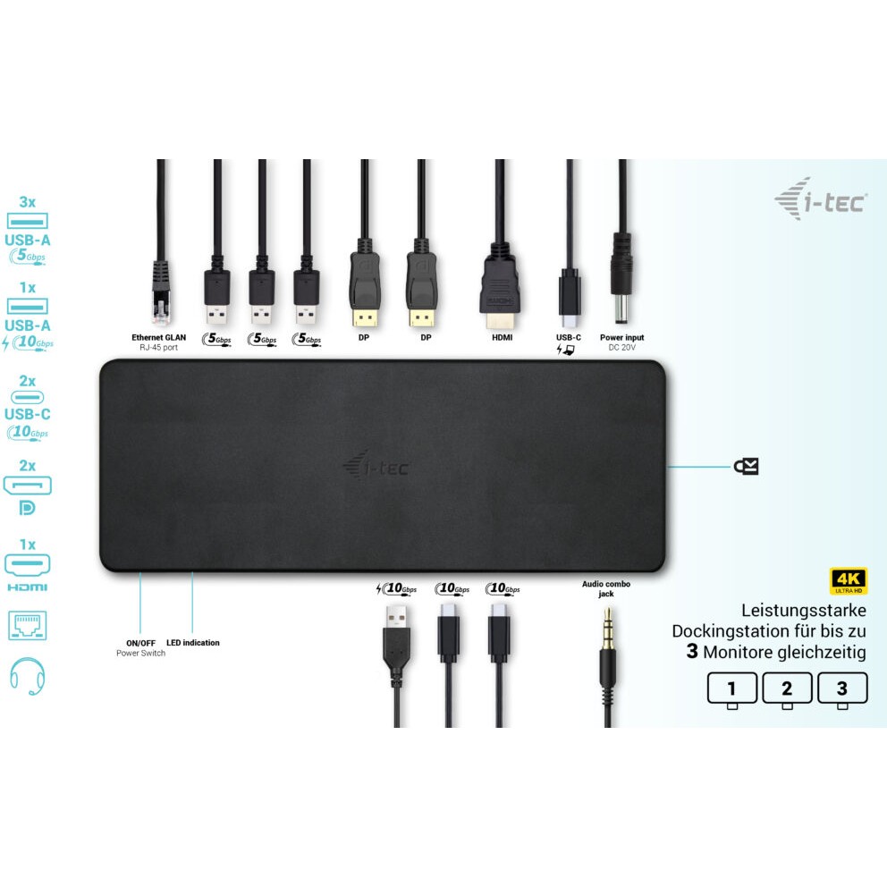 Docking Station I-TEC USB-C Triple Display Docking Station Gen 2 Pro + Power Delivery 100W-5