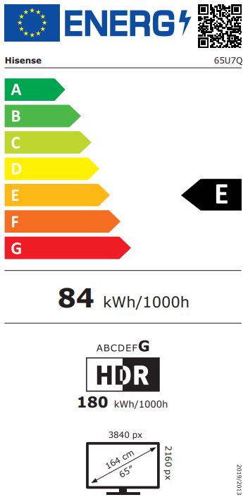 TV HISENSE Mini‑LED + QLED 65U7Q VIDAA TV (165.1 cm, 4K Ultra HD, HDR10+, Dolby Vision, Dolby Atmos, Smart TV)