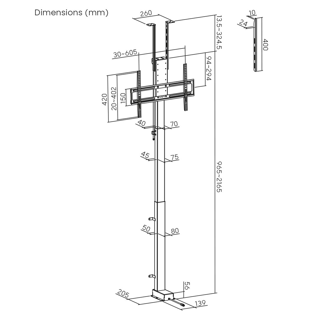 Nosivost za TV MACLEAN 2588264 (43''-88'', VESA 600x400, max 60kg, 100-240V AC,50/60Hz)-8