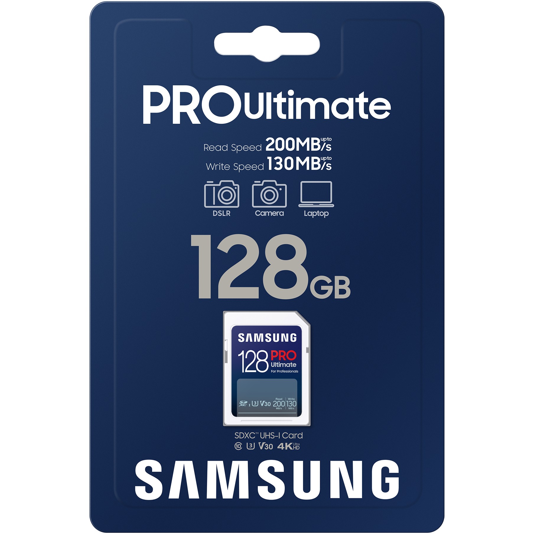 Memorijska kartica SAMSUNG PRO Ultimate MB-SY128S/WW, SD 128GB, brzina čitanja 200 Mb/s, brzina pisanja 130 Mb/s, Klasa 10, U3, V30-5