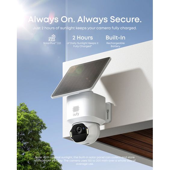 Komplet sigurnosnih kamera ANKER Eufy Security SoloCam E42 (Ultra HD 4K, zaznavanje gibanja, 360° zaščita, sirena, SolarPlus™ 2.0 tehnologija, bez mesečnih naročnin, 2 solarna panela)-12