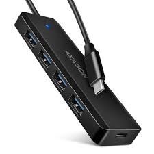 USB HUB 4 x USB 3.2 Gen1, USB-CM, 19cm, USB-C power IN, Axagon HUE-C1C-0