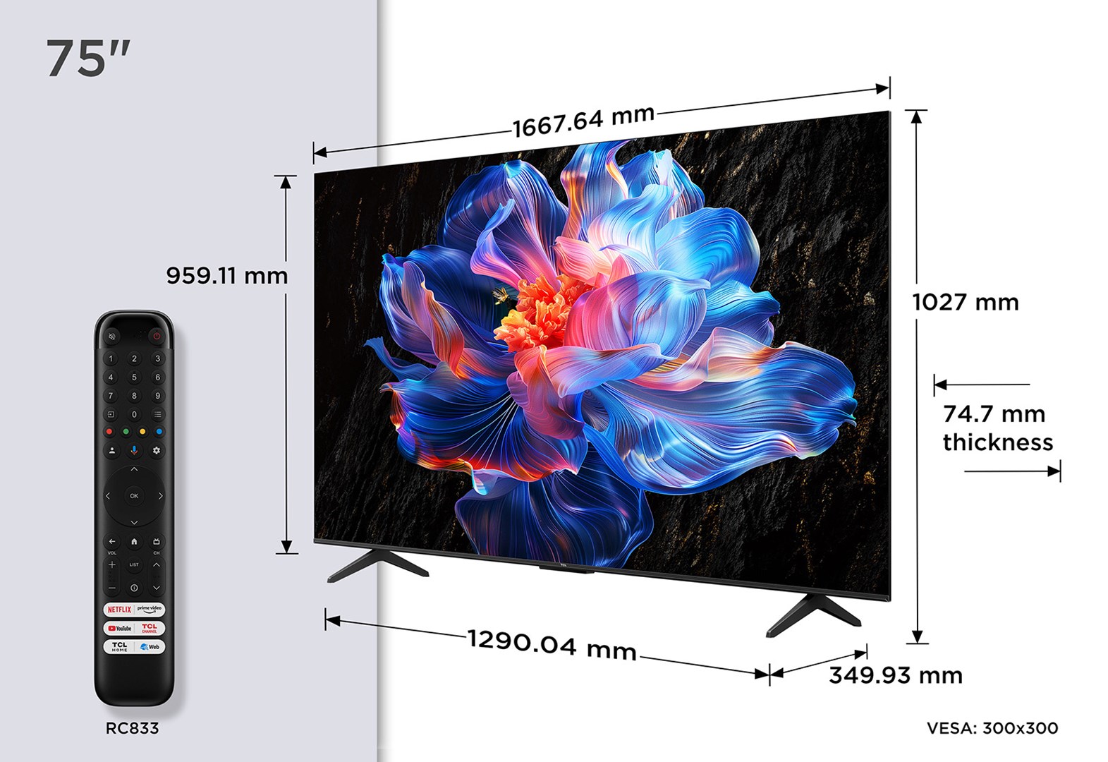 TV TCL LED 75V6C Google TV (190.5 cm, 4K Ultra HD, HDR10, Dolby Audio, Smart TV)-2