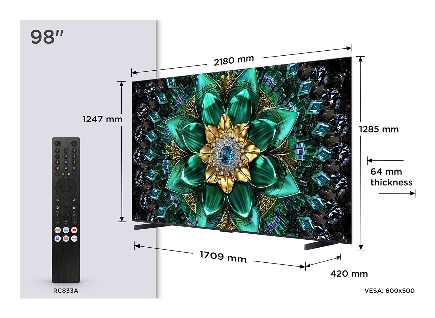 Televizor TCL 98Q6C (98"/249 cm, 4k uhd, smart tv, wi-fi, metalik)-1