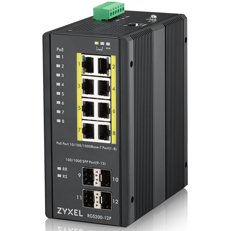 Mrežni prekidač ZYXEL RGS200-12P (Managed L2, Gigabit Ethernet, Power over Ethernet, Crni)-0