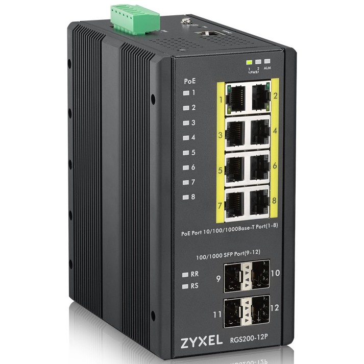 Mrežni prekidač ZYXEL RGS200-12P (Managed L2, Gigabit Ethernet, Power over Ethernet, Crni)-1