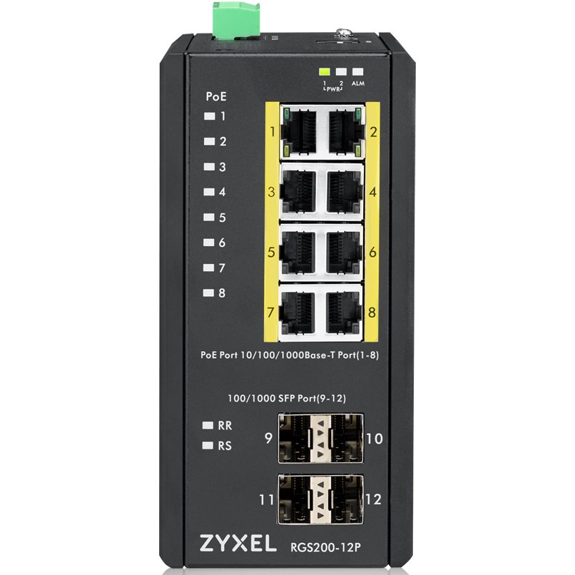 Mrežni prekidač ZYXEL RGS200-12P (Managed L2, Gigabit Ethernet, Power over Ethernet, Crni)-2