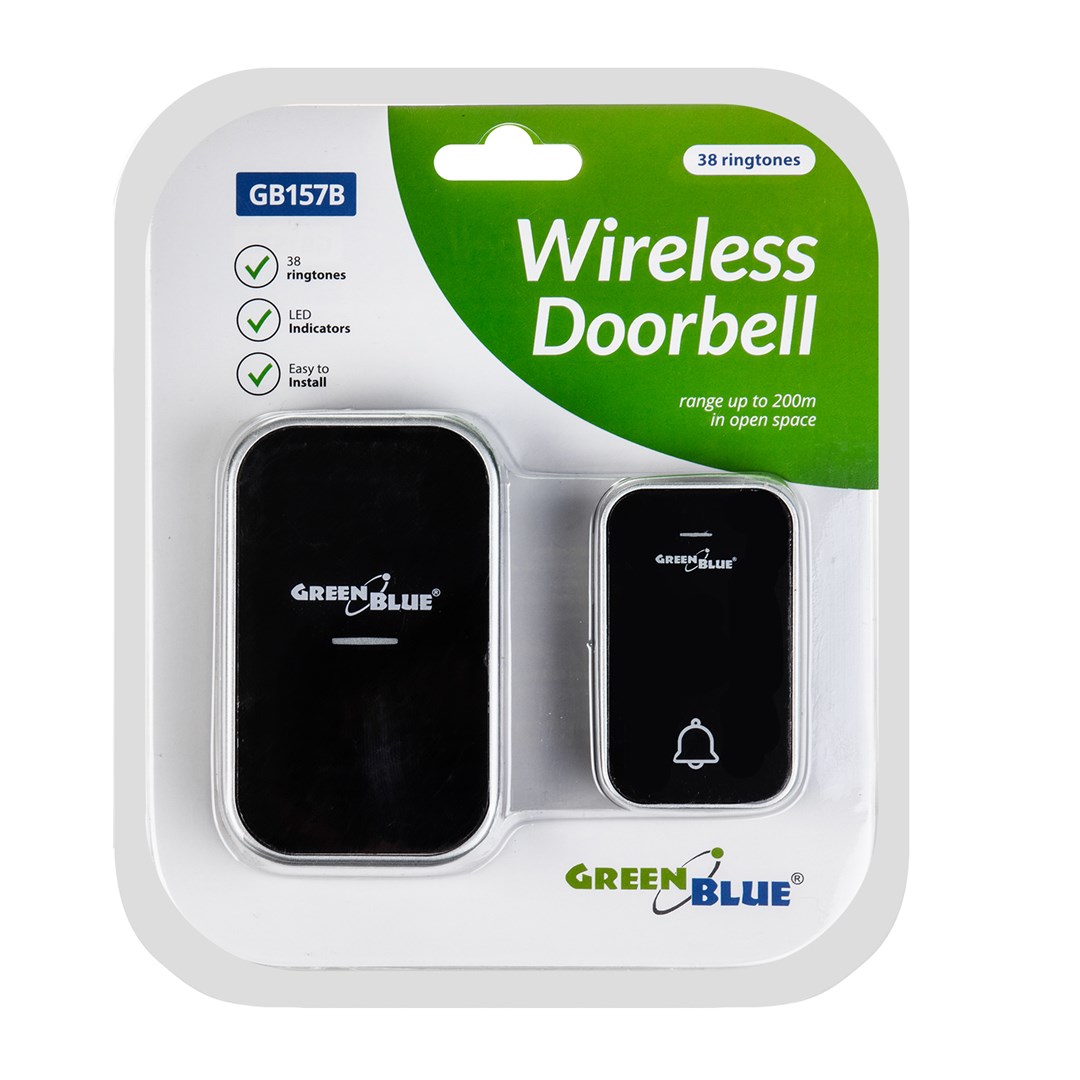 Bežični zvono GREENBLUE GB157 B Kinetic Battery-free bežični Dorr Bell, crna boja, domet do 200m, IP44-6