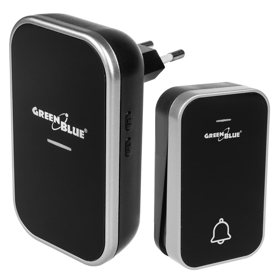 Bežični zvono GREENBLUE GB157 B Kinetic Battery-free bežični Dorr Bell, crna boja, domet do 200m, IP44-4