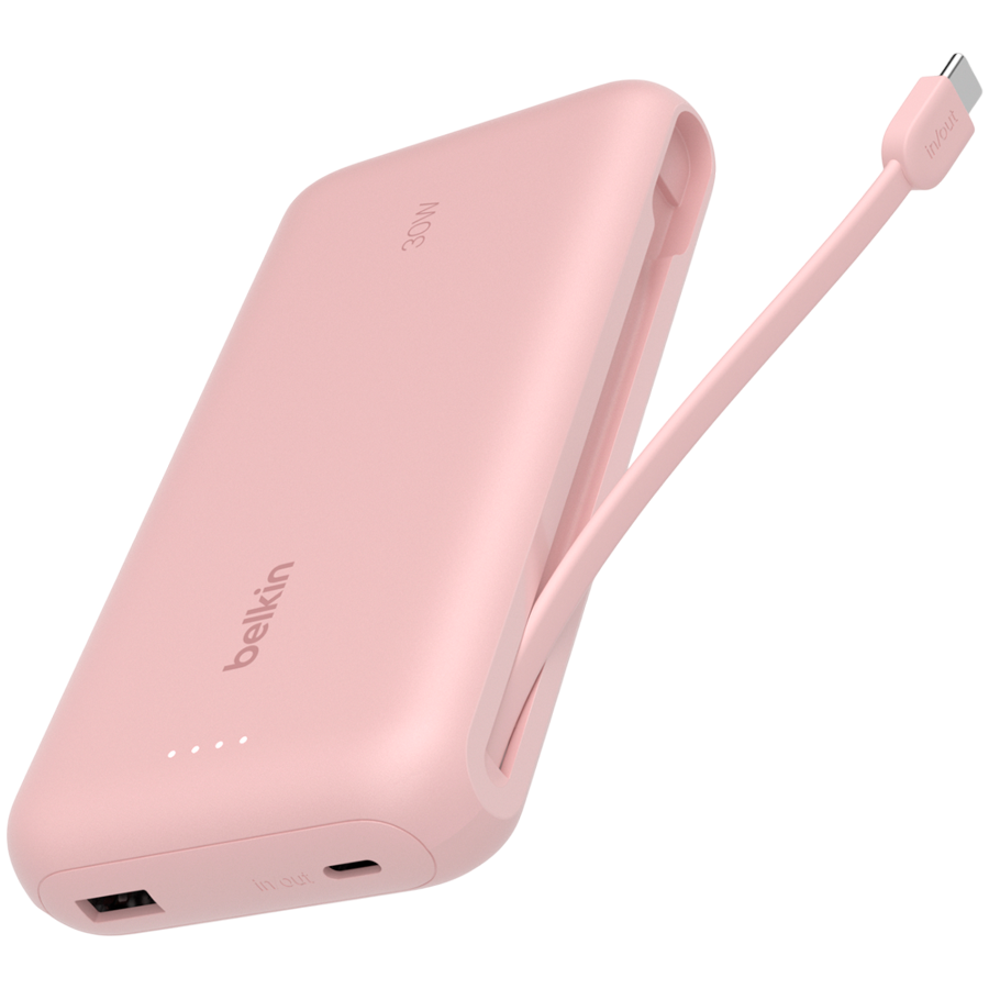Prijenosna baterija BELKIN BPB024HQPK (20000 mah, 30w, integrirani usb-c kabel, roza)-0
