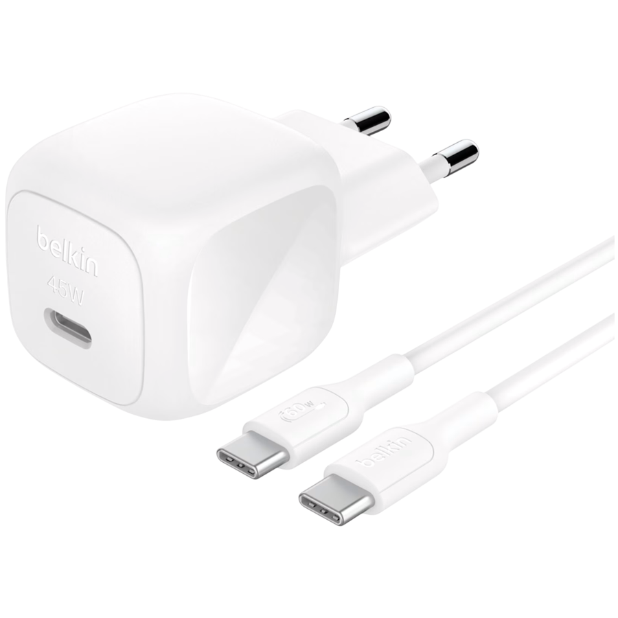Kućni punjač BELKIN WCA013KQ1MWH (45W, USB-C PD, 1m kabel, bijeli)