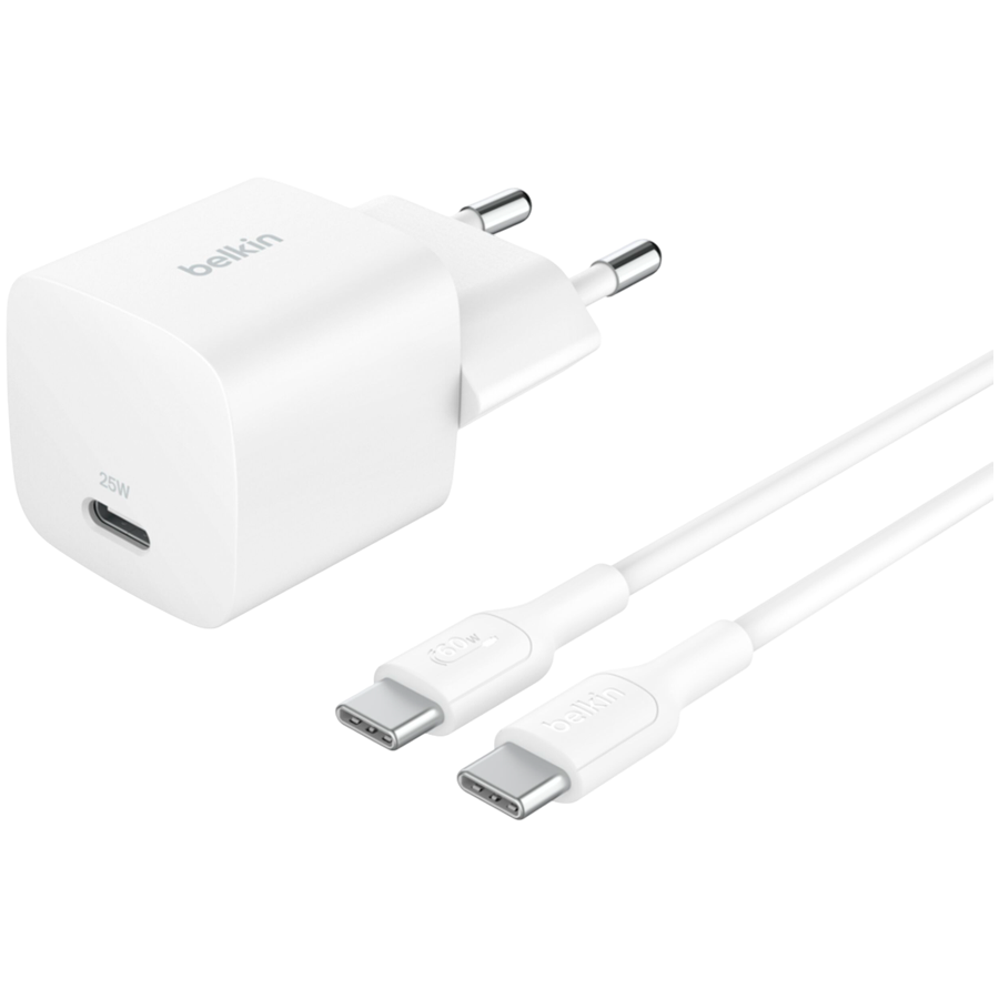 Kućni punjač BELKIN WCA012KQ1MWH (25W, USB-C PD, kabel USB-C na USB-C 1m, bijeli)-0