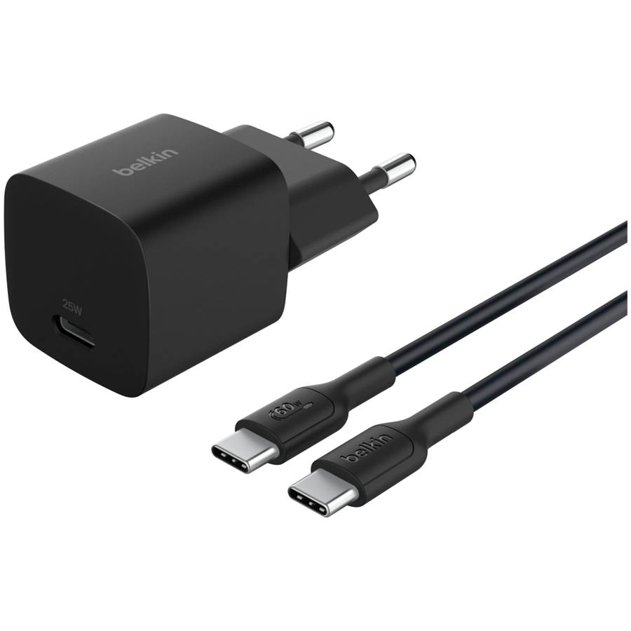 Kućni punjač BELKIN WCA012 (25W, USB-C PD, kabel USB-C na USB-C 1m, crni)-0