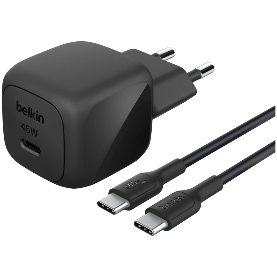 Kućni punjač BELKIN BoostCharge (45W, USB-C PD, 1m C-C kabel, crni)-0