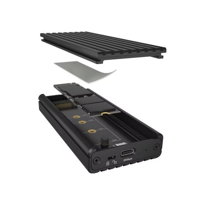 IcyBox IB-1917M-C32a ohišje za 1x M.2 NVMe SSD z USB-C 3.2 Gen 2x2 do 20 Gbit/s-1