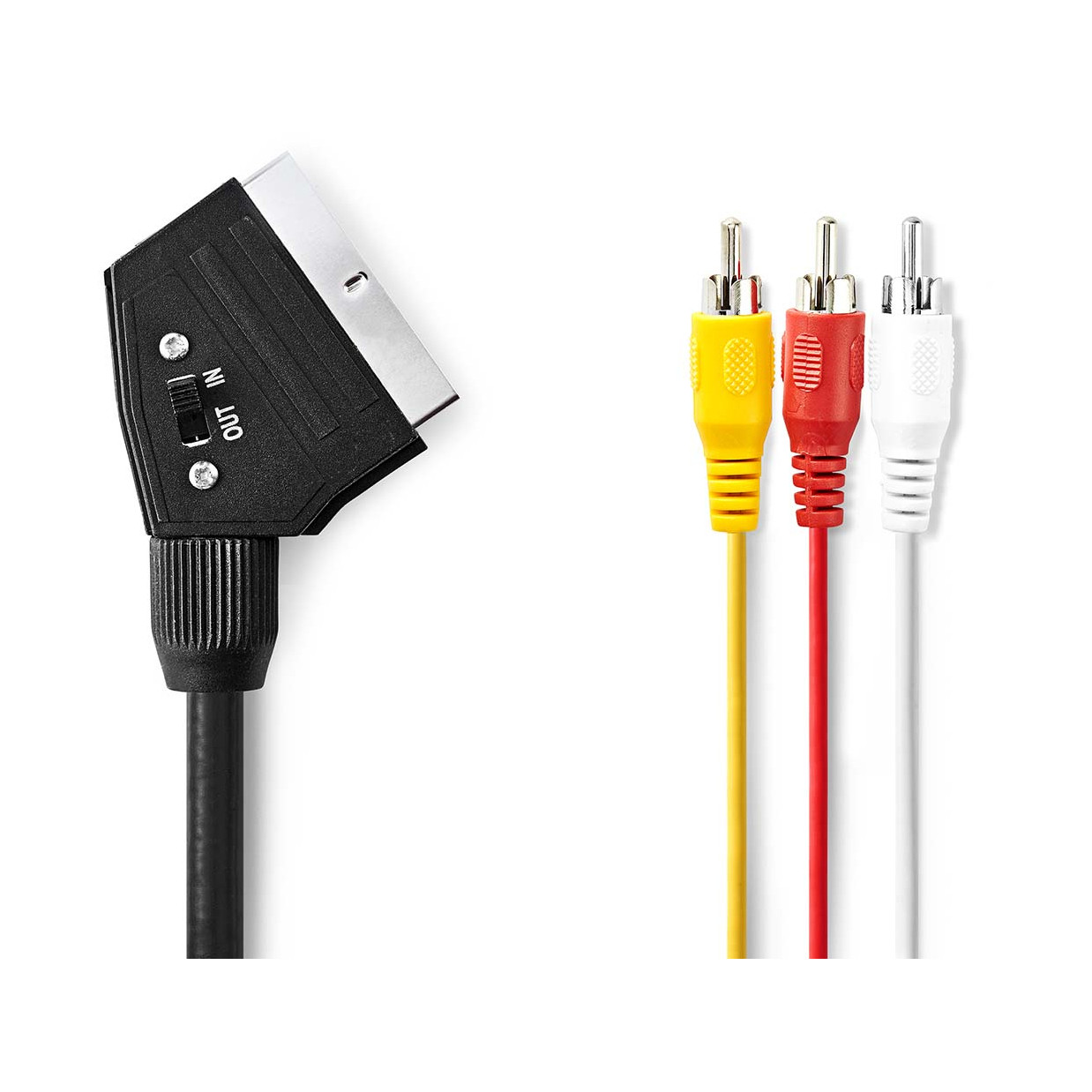 Kabel NEDIS CVGL31130BK20, Scart (M) na 3x RCA (M), 2m, crni, bulk-1