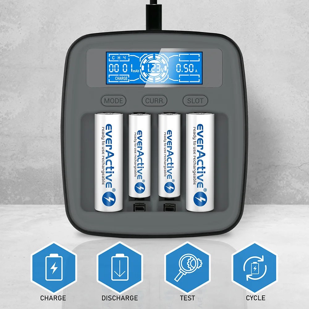 Punjač baterija Ni-MH USB-C EVERACTIVE NC1000MV2-1