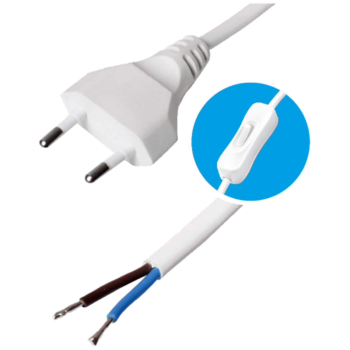 USE Kabel napojni sa prekidačem, 2 x 0.75mm², 2 met. - N 2K-2/WH-0