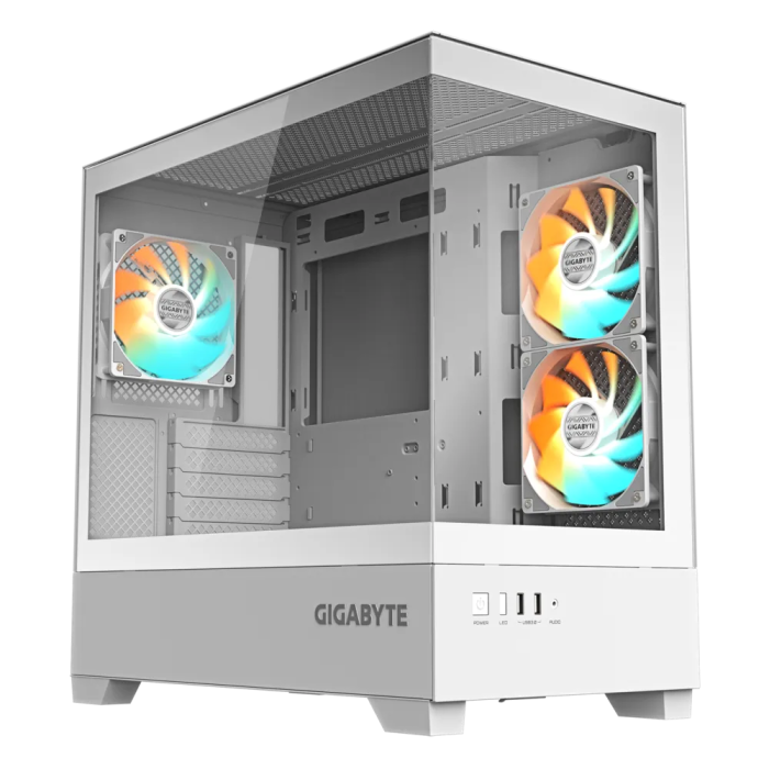 Kućište za računalo GIGABYTE C201 PANORAMIC ICE ATX (RGB osvjetljenje, belo, mini ITX / Micro ATX, 2x 120mm ARGB ventilator)-0