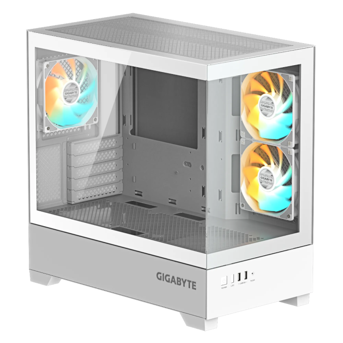 Kućište za računalo GIGABYTE C201 PANORAMIC ICE ATX (RGB osvjetljenje, belo, mini ITX / Micro ATX, 2x 120mm ARGB ventilator)-2