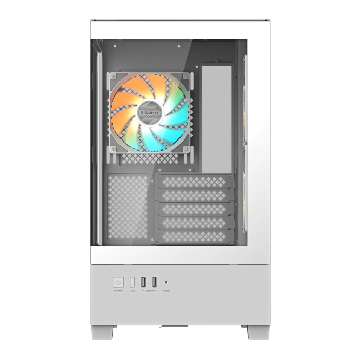 Kućište za računalo GIGABYTE C201 PANORAMIC ICE ATX (RGB osvjetljenje, belo, mini ITX / Micro ATX, 2x 120mm ARGB ventilator)-4