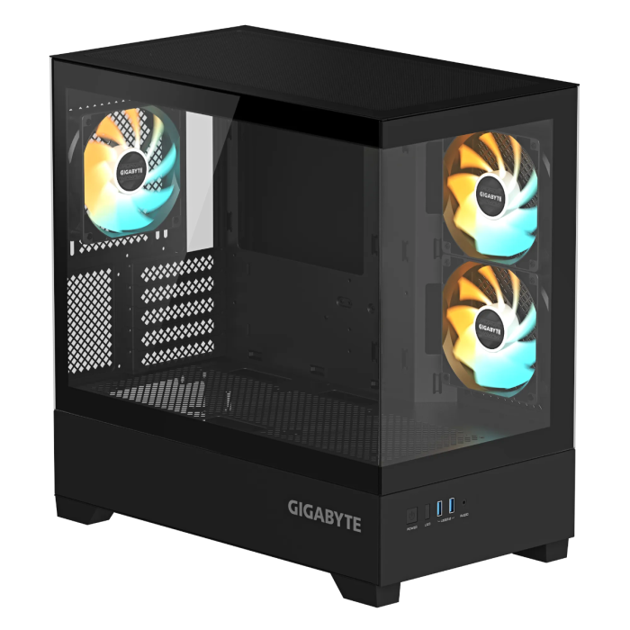 Gaming midi tower GIGABYTE C201 PANORAMIC ATX (RGB osvjetljenje, mini ITX / Micro ATX, 2x 120mm ARGB ventilator, kaljeno staklo)-0