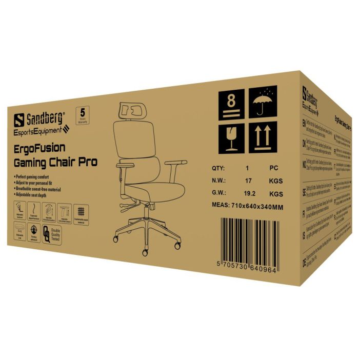 Gaming stol SANDBERG 640-96 ErgoFusion Pro (max. opterećenje 150 kg, 3D naslon za glavu, 3D nasloni za ruke)-9