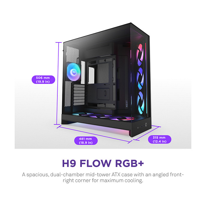 Kućište NZXT H9 FLOW RGB+ (All Black)-5