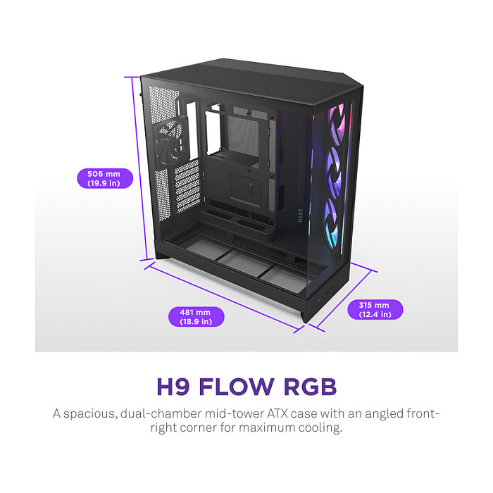 Kućište NZXT H9 FLOW RGB+ (All Black)-13