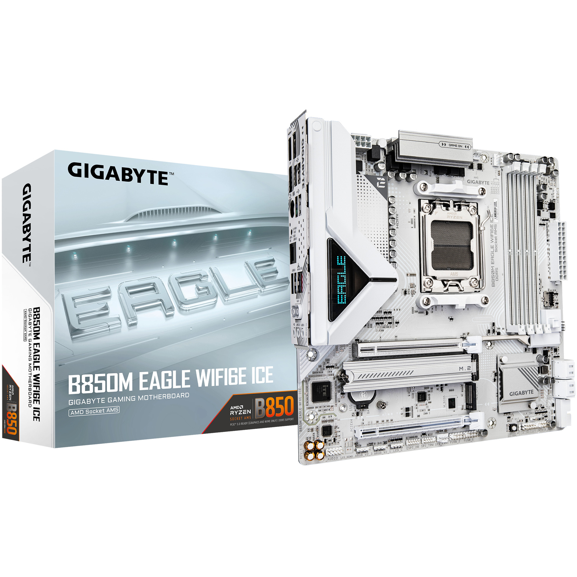 Matična ploča GIGABYTE B850M EAGLE WIFI6E ICE (Socket AM5, AMD B850, micro ATX, 2.5 Gigabit Ethernet, Wi-Fi 6E)-1