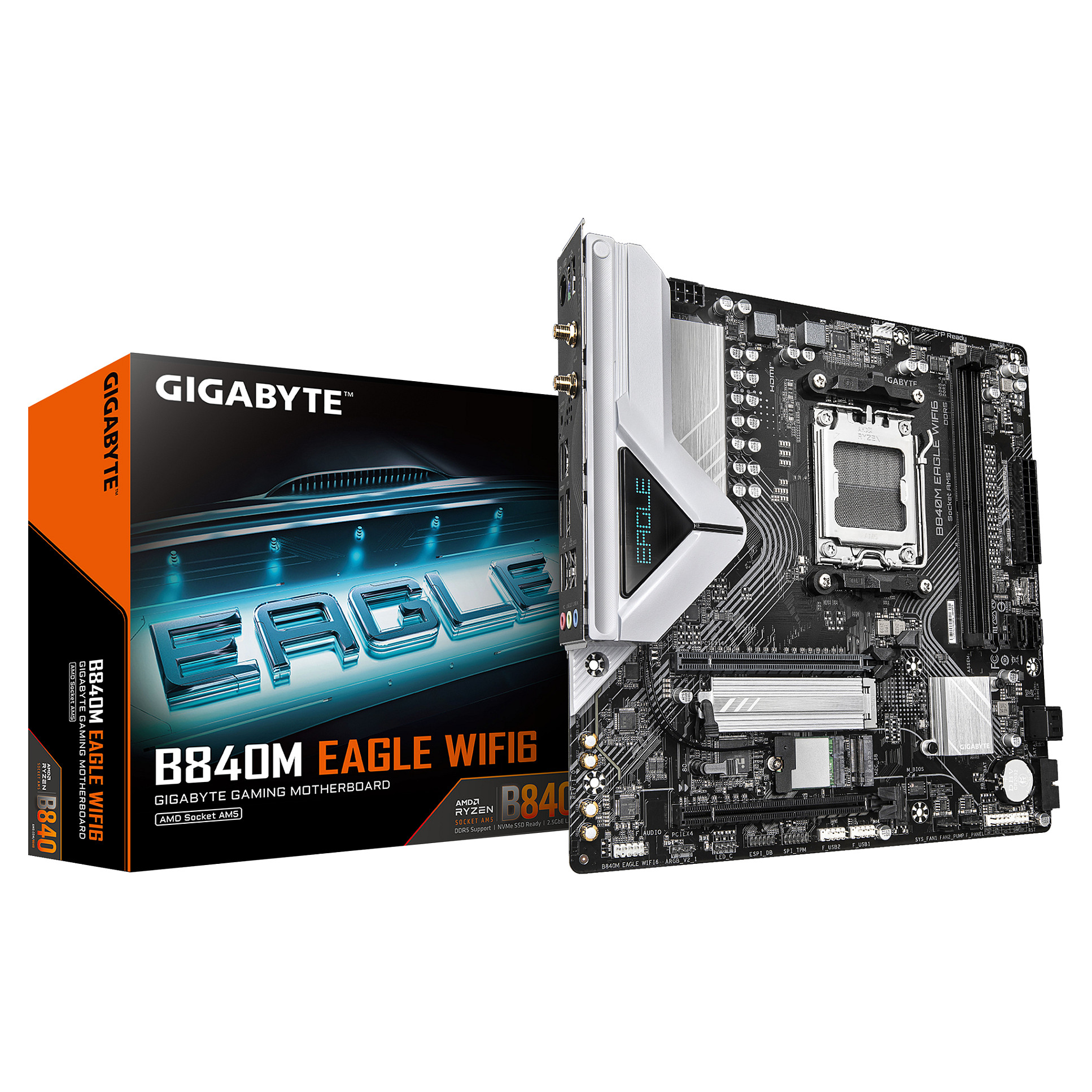 Motherboard GIGABYTE B840M EAGLE WIFI6 (micro ATX, Socket AM5, AMD B840, DDR5, PCIe 4.0, Wi-Fi 6)-1
