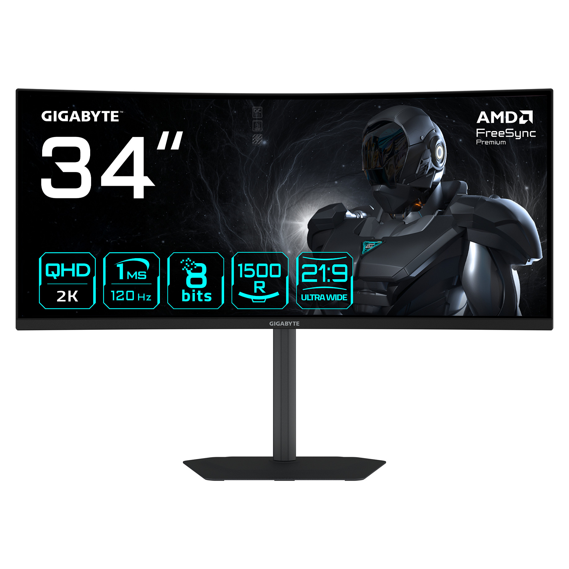 Monitor GIGABYTE GS34WQCA (34", 3440 x 1440 UWQHD, 120 Hz, zakrivljen, anti-glare, Flicker-Free i Low Blue Light tehnologija)-1