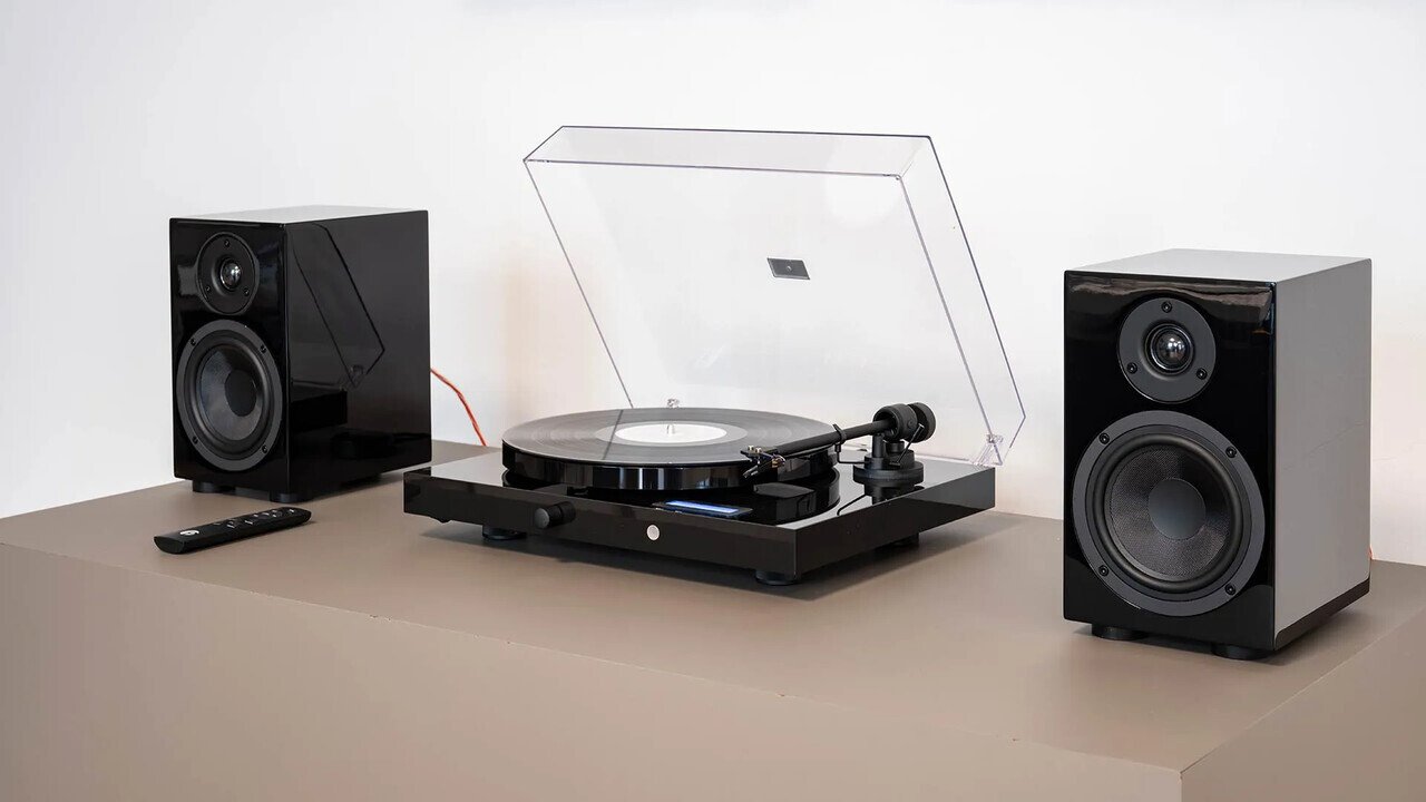 Hi-fi set PRO-JECT Juke Box E1 OM5e gramofon, Speaker Box 5E zvučnik, piano black-1
